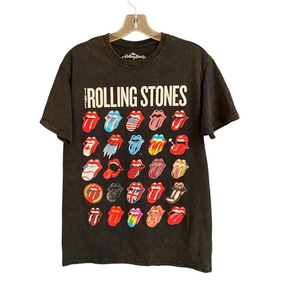 Rolling Stones Shirt Men's Medium Black Tongue Theme Cotton Tee - Picture 1 of 3